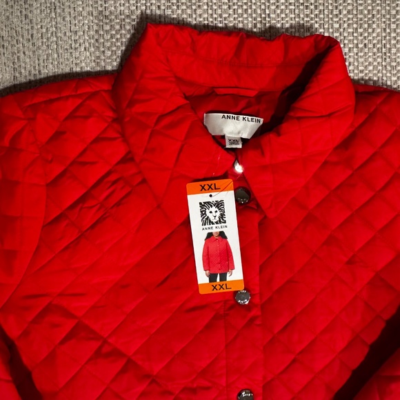 NWT Anne Klein Women's Ladies' Mid Weight Quilted Button Up Jacket, Red XXL 2XL - Picture 8 of 16